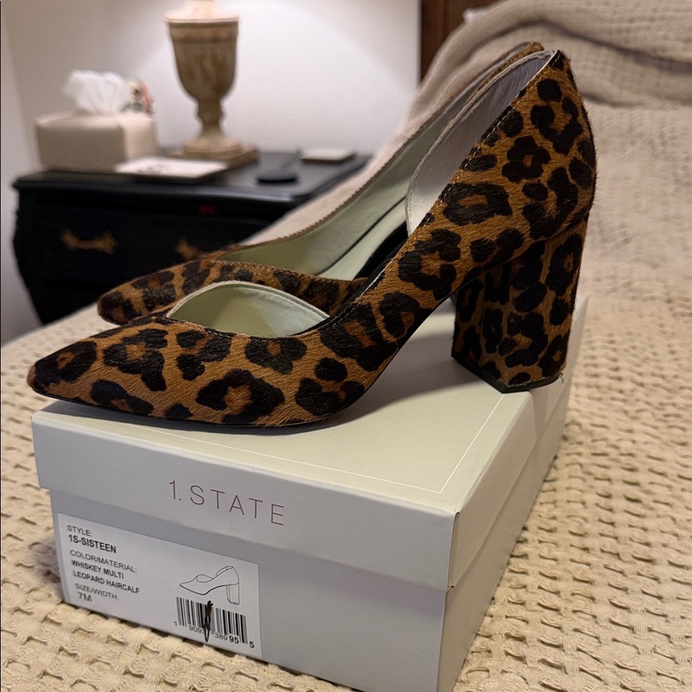 1. State Animal Print Block Heel Pumps